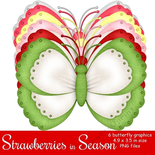 Strawberries in Season - Butterfly Graphics (set 2)