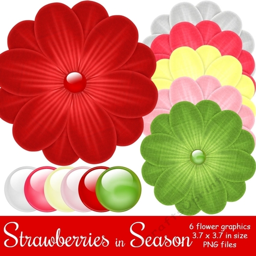 Strawberries in Season - Flower Graphics (set 2)