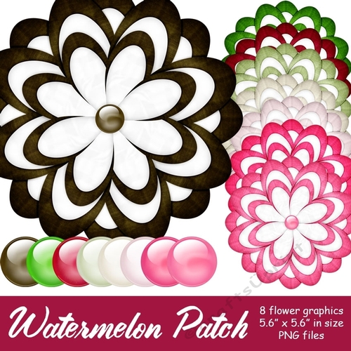 Watermelon Patch - Flower & Gem Graphics {set 2}