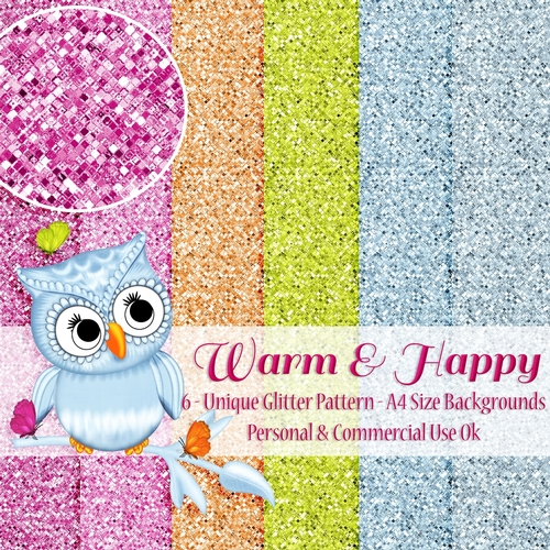 Warm & Happy - Unique Glitter Style A4 Backgrounds