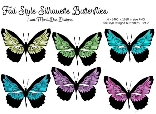 Silhouette Butterflies with Foil Wing Design - set 2