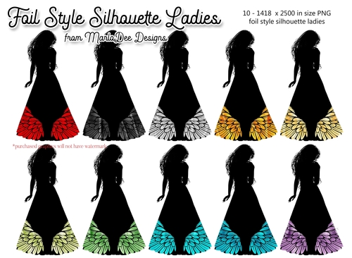 Silhouette Ladies with Foil Wing Dress Designs