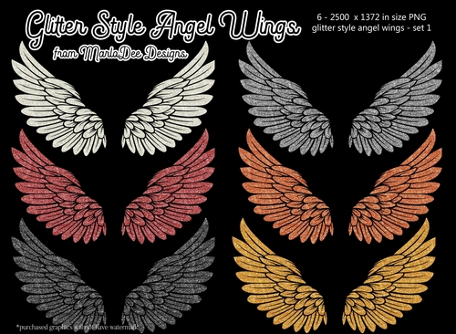 Glitter Style Angel Wings - Set 1