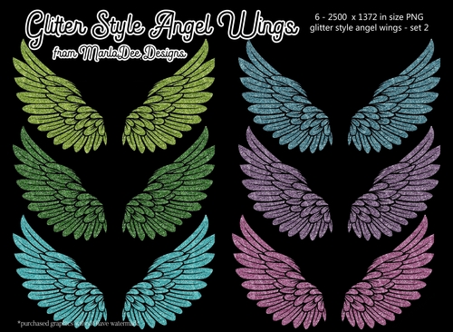 Glitter Style Angel Wings - Set 2
