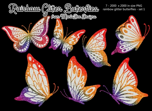 Rainbow Glitter Butterflies - Set 1