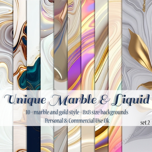 Unique Mix Colors Marble Digital Papers, 8x8 Marble Backgrounds 
