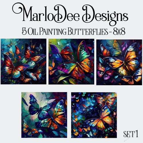 Beautiful 8x8 Oil Painting Butterfly Backgrounds