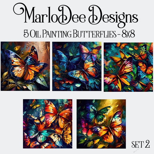 Beautiful 8x8 Oil Painting Butterfly Backgrounds