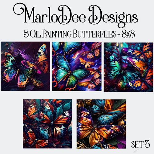 Beautiful 8x8 Oil Painting Butterfly Backgrounds