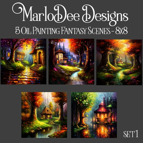 Oil Painting Style Fantasy 8x8 Backgrounds - set 1