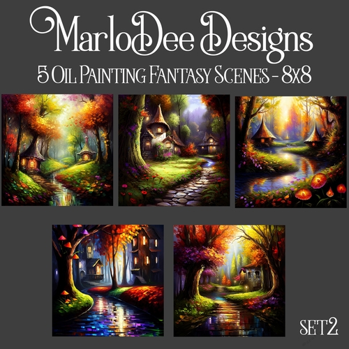 Oil Painting Style Fantasy 8x8 Backgrounds - set 2