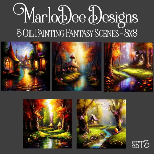 Oil Painting Style Fantasy 8x8 Backgrounds - set 3
