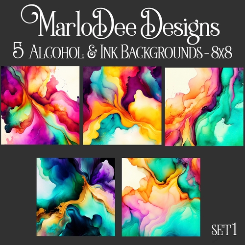 Colorful Alcohol & Ink Style 8c8 Backgrounds - set 1