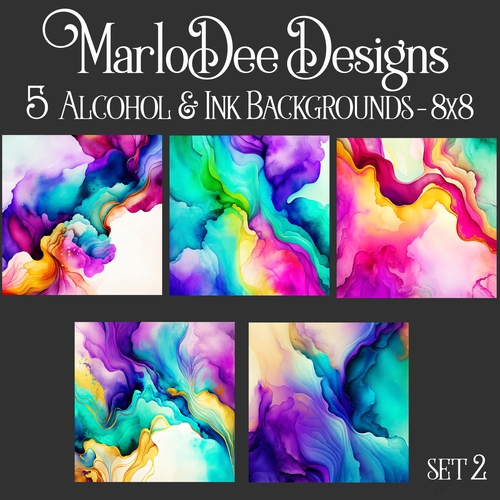 Colorful Alcohol & Ink Style 8c8 Backgrounds - set 2