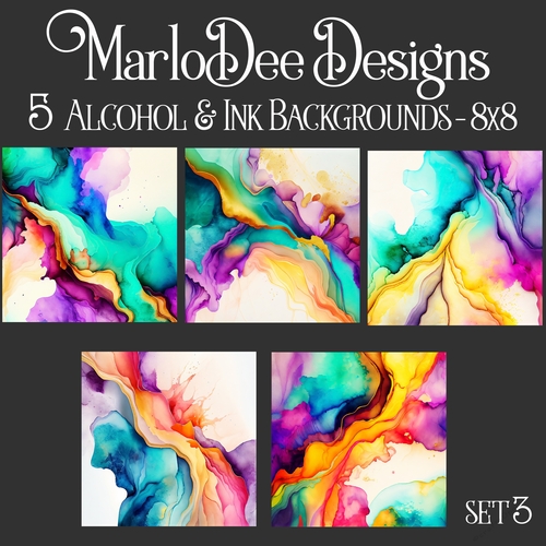 Colorful Alcohol & Ink Style 8c8 Backgrounds - set 3