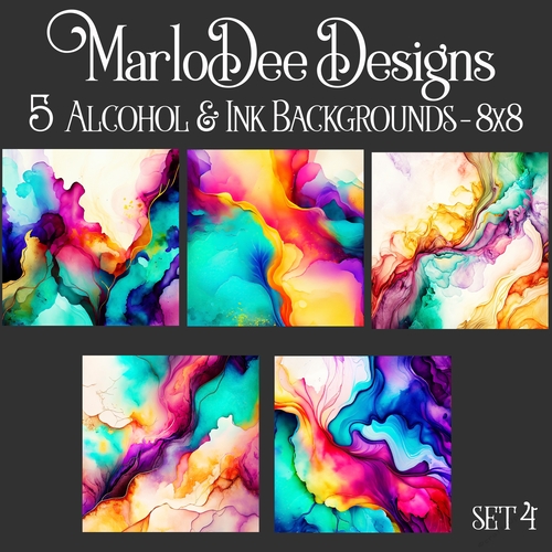 Colorful Alcohol & Ink Style 8c8 Backgrounds - set 4