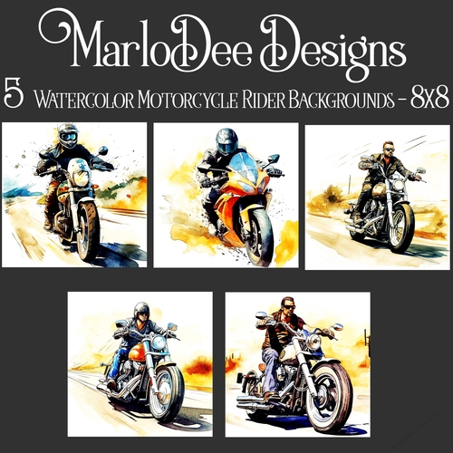 Watercolor Motorcycle Riders 8c8 Backgrounds 