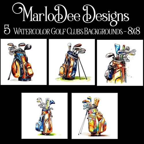 Watercolor Golf Bags 8x8 Backgrounds