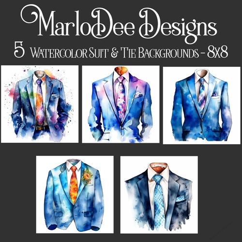 Watercolor Suit & Tie Fathers Day 8x8 Backgrounds