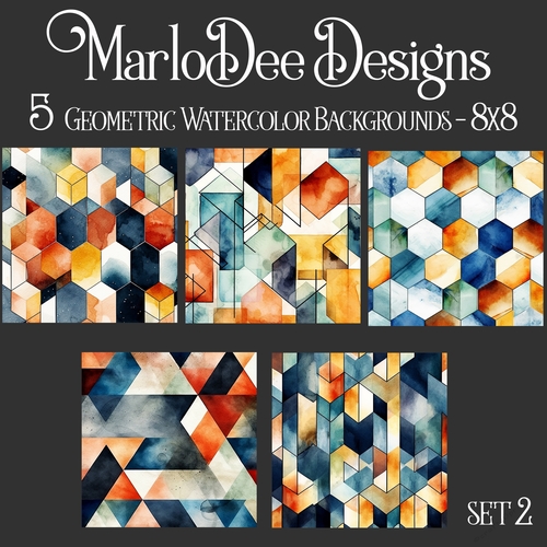 Watercolor Masculine Colors Geometric Style 8x8 Backgrounds - set 2