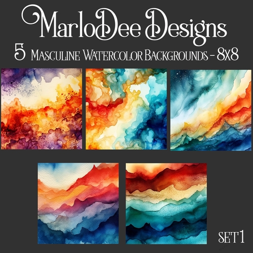 Watercolor Masculine Colors 8x8 Backgrounds - set 1