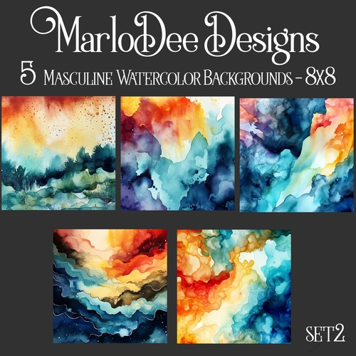 Watercolor Masculine Colors 8x8 Backgrounds - set 2