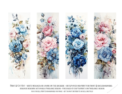 Vintage Floral 2x6 Bookmarks, 4 Floral Bookmarks s5