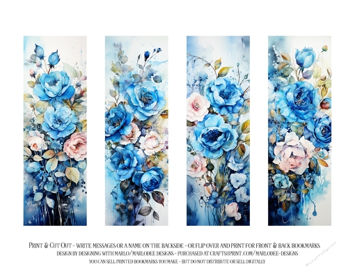 Vintage Floral 2x6 Bookmarks, 4 Floral Bookmarks s7