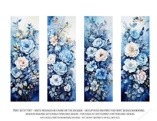 Vintage Floral 2x6 Bookmarks, 4 Floral Bookmarks s8