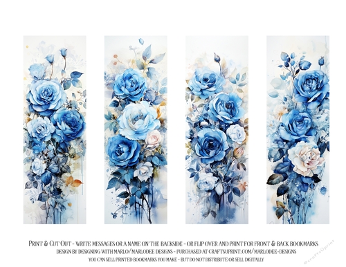 Vintage Floral 2x6 Bookmarks, 4 Floral Bookmarks s9