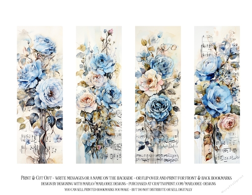 Vintage Floral 2x6 Bookmarks, 4 Floral Bookmarks s11