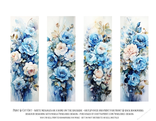 Vintage Floral 2x6 Bookmarks, 4 Floral Bookmarks s16