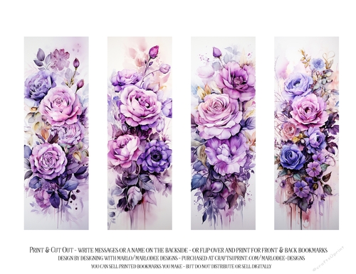 Vintage Floral 2x6 Bookmarks, 4 Floral Bookmarks s25
