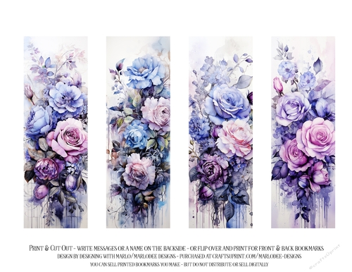 Vintage Floral 2x6 Bookmarks, 4 Floral Bookmarks s26
