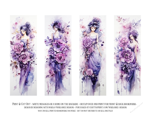 Vintage Floral 2x6 Bookmarks, 4 Floral Bookmarks s27