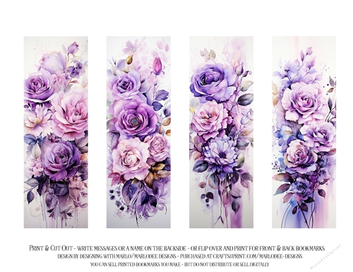 Vintage Floral 2x6 Bookmarks, 4 Floral Bookmarks s29