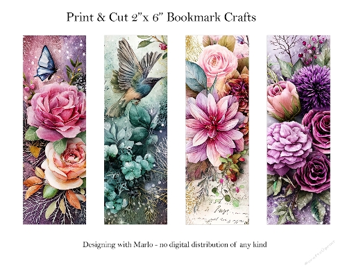 Abstract Pretty Floral 2x6 Bookmarks Printable s1