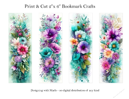 Abstract Pretty Floral 2x6 Bookmarks Printable s4