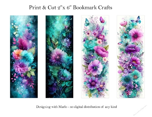 Abstract Pretty Floral 2x6 Bookmarks Printable s5