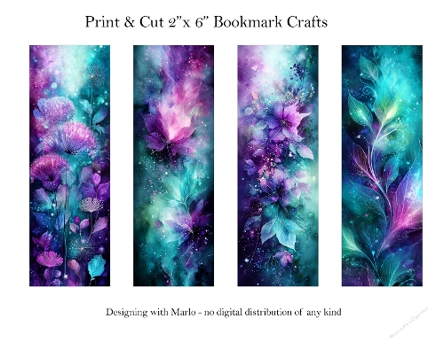 Abstract Pretty Floral 2x6 Bookmarks Printable s6
