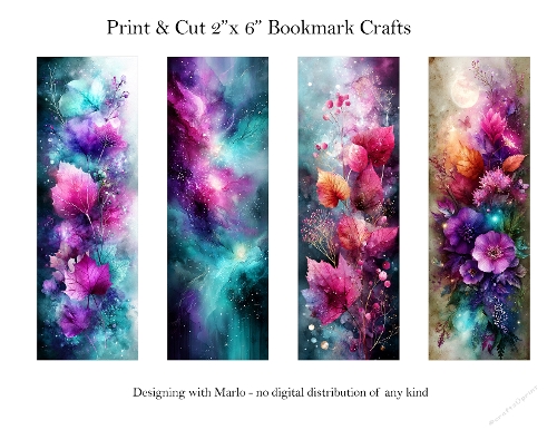 Abstract Pretty Floral 2x6 Bookmarks Printable s7