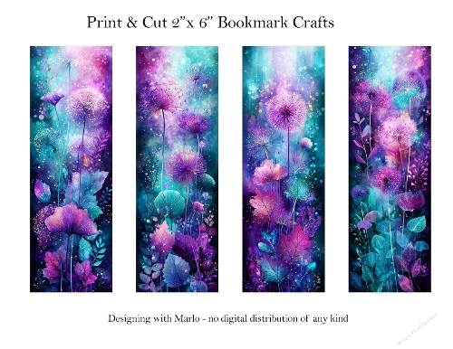 Abstract Pretty Floral 2x6 Bookmarks Printable s8