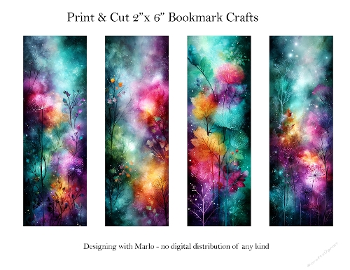 Abstract Pretty Floral 2x6 Bookmarks Printable s9