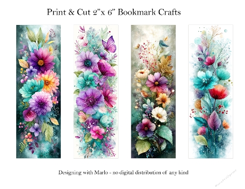 Abstract Pretty Floral 2x6 Bookmarks Printable s10