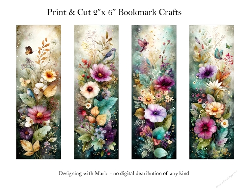 Abstract Pretty Floral 2x6 Bookmarks Printable s11