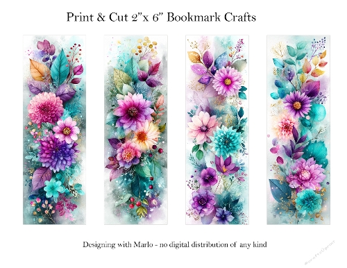 Abstract Pretty Floral 2x6 Bookmarks Printable s15