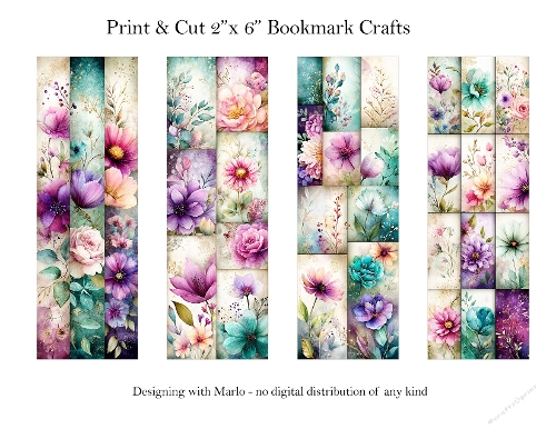 Abstract Pretty Floral 2x6 Bookmarks Printable s16