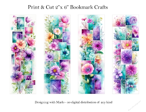 Abstract Pretty Floral 2x6 Bookmarks Printable s20