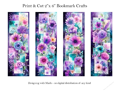 Abstract Pretty Floral 2x6 Bookmarks Printable s21