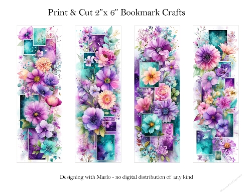 Abstract Pretty Floral 2x6 Bookmarks Printable s22